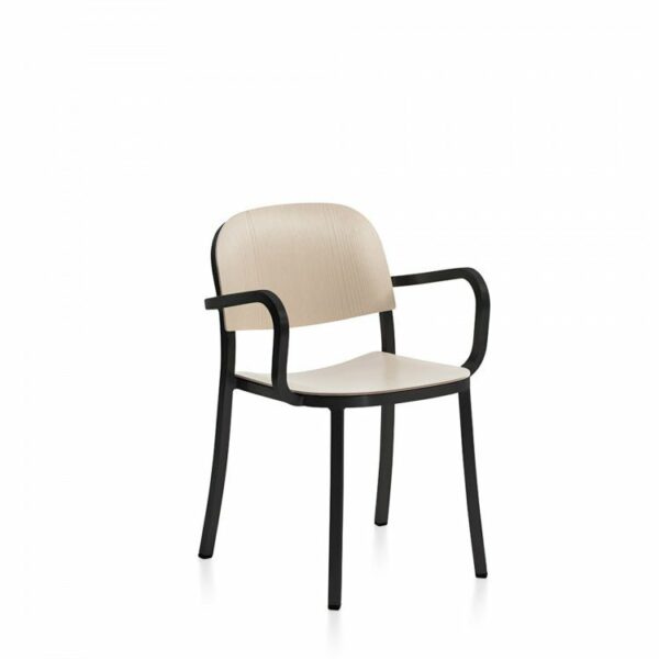 Emeco | 1 Inch Armchair - Dark Powder Coated Aluminum / Ash Plywood