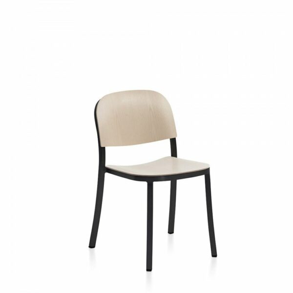 Emeco | 1 Inch Side Chair - Dark Powder Coated Aluminum / Ash Plywood