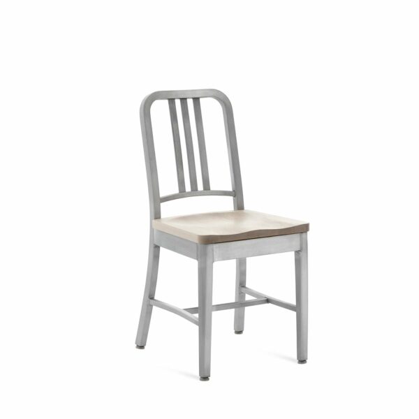 Emeco | 1104 Navy Side Chair With Wood Seat - Brushed / Ash