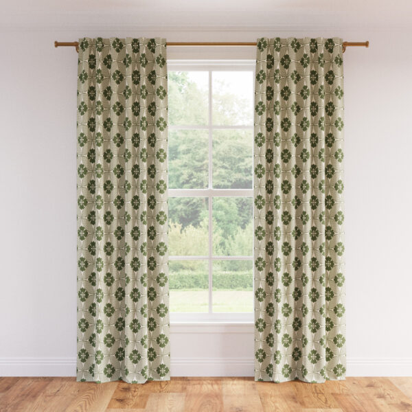 The Inside | Printed Linen Unlined Curtain | 50" x 96" | Sage Solaire Printed Linen Blend