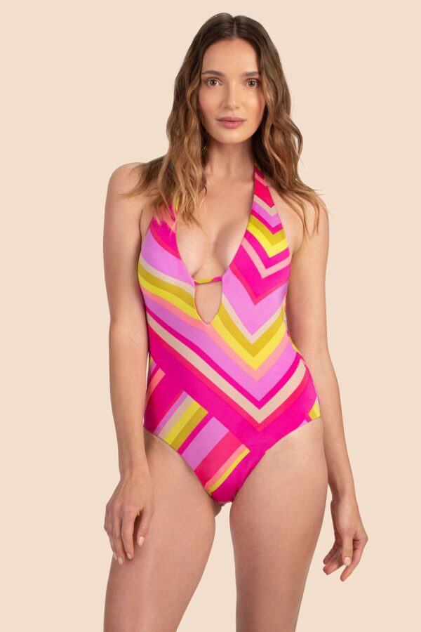 Trina Turk Swim Waltz Plunge Maillot / Multi