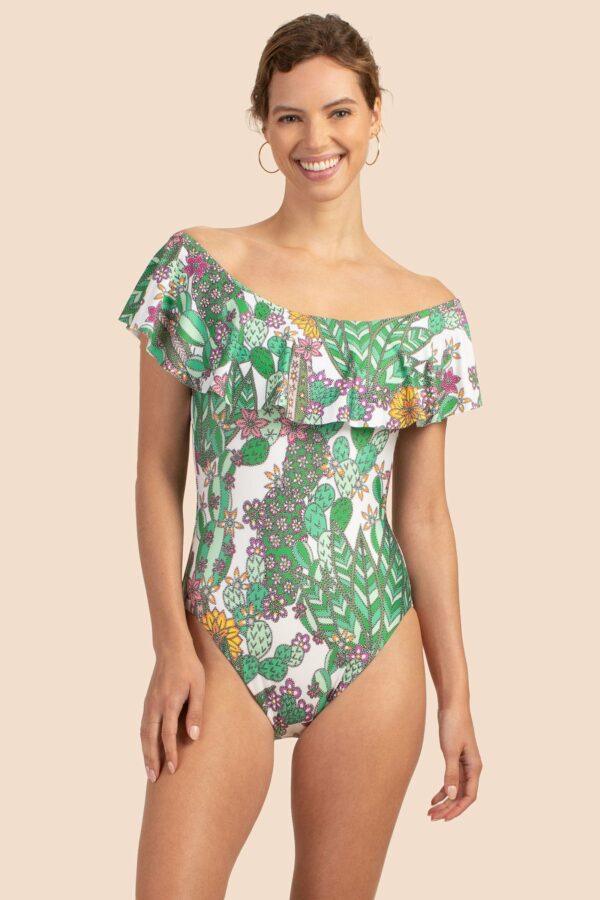 Trina Turk Swim Cacti Off The Shoulder Ruffle One Piece / Multi