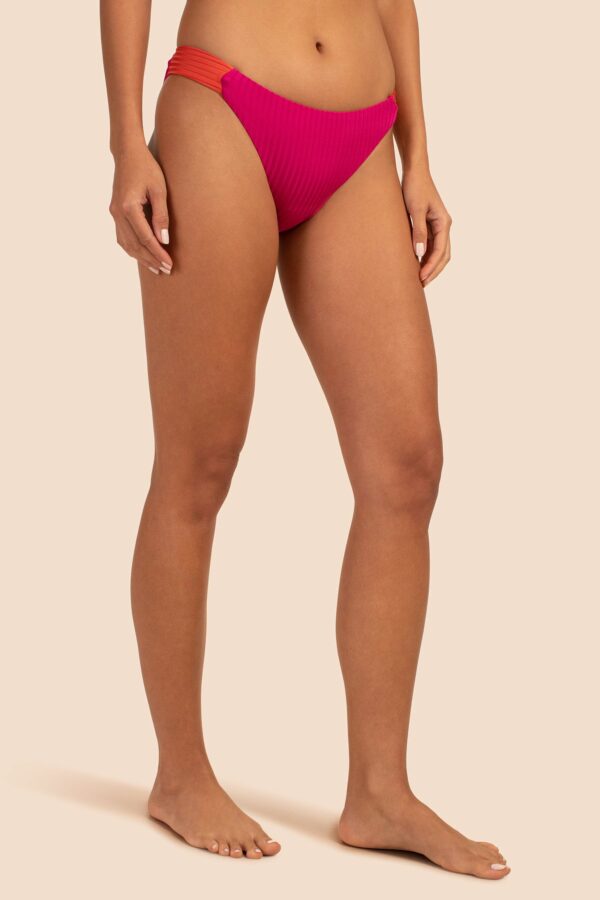 Trina Turk Swim Women's Olympia Rib Low Rise French Cut Swim Bottom / Pink Peppercorn