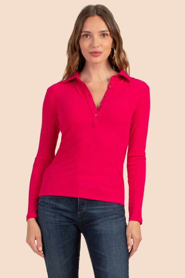 Trina Turk Long Sleeve Nishi Top / Fuchsia