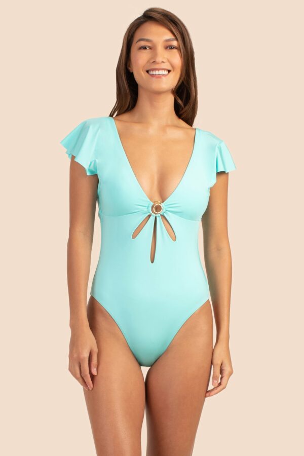 Trina Turk Swim Monaco Solids Flutter Maillot / Sky