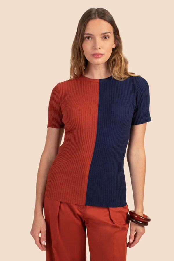 Trina Turk Vivika 1 Crewneck Sweater / Cinnamon/Indigo