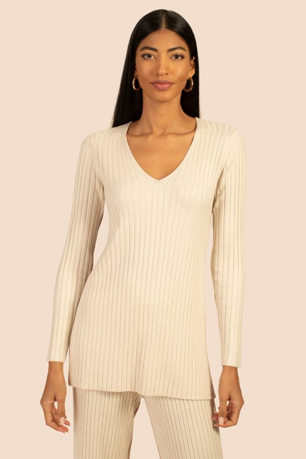 Trina Turk Zoey V-Neck Pullover / Neutral Multi