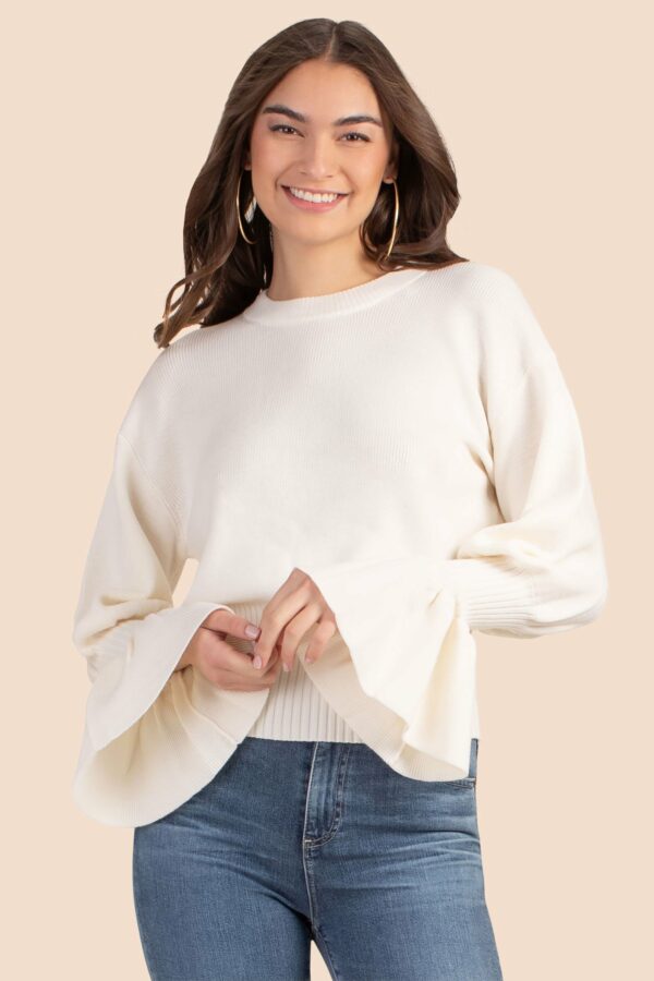 Trina Turk Chloe Ruffle Pullover / Whitewash