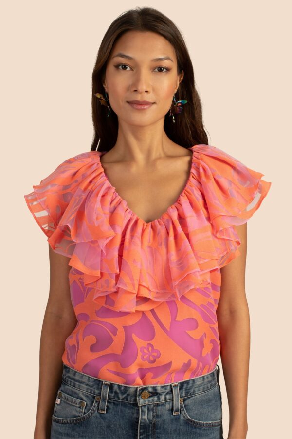 Trina Turk Holly Top / Coral/Hyacinth