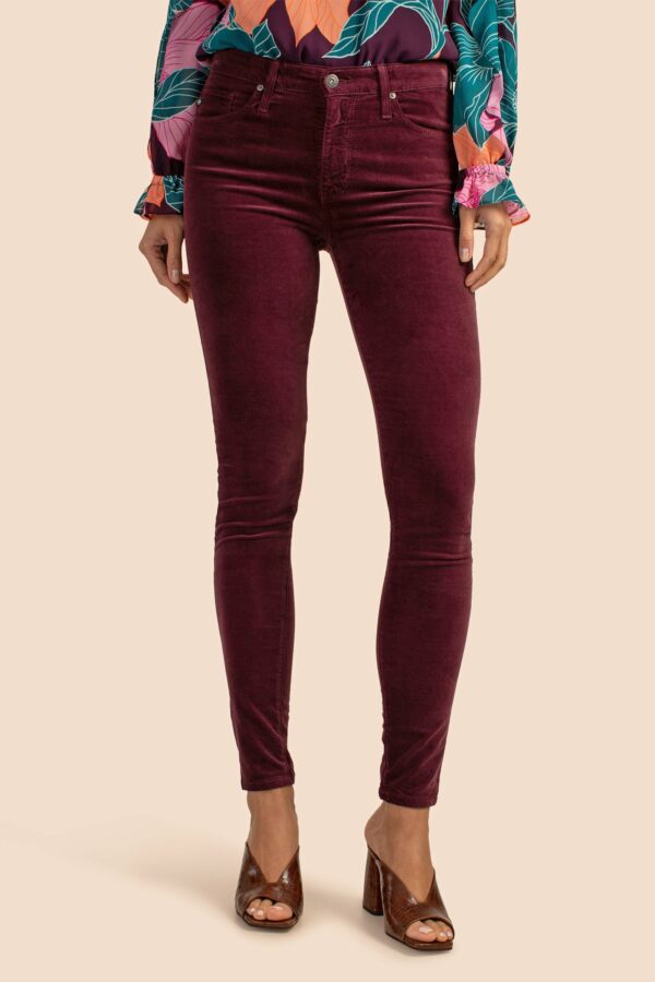 Adriano Goldschmied Maroon Velvet Farrah Skinny Pant / Maroon