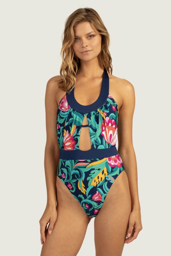 Trina Turk Swim India Garden Halter Maillot / Multi