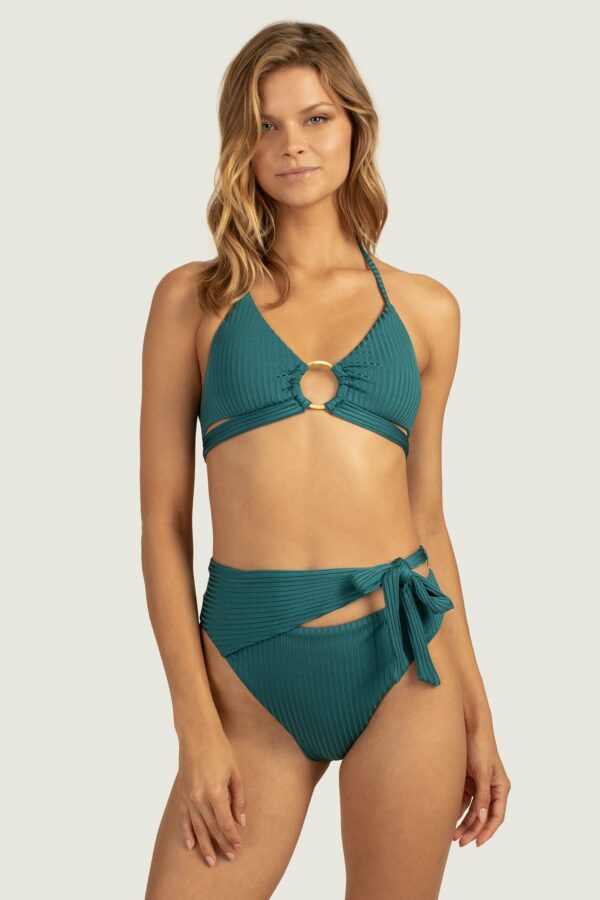 Trina Turk Swim Olympia Rib Halter Top / Ocean