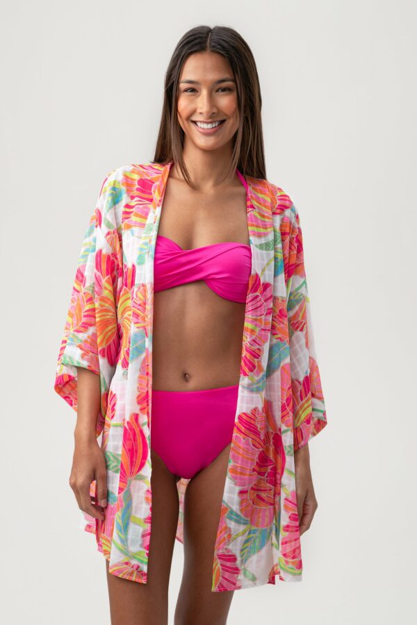 Trina Turk Swim Women's Poppy Tie Front Swim Cover-Up Shirt / White Multi