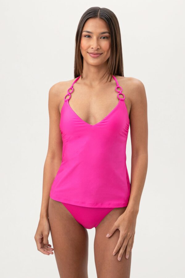 Trina Turk Swim Women's Monaco Ring Halter Tankini Swim Top / Rose