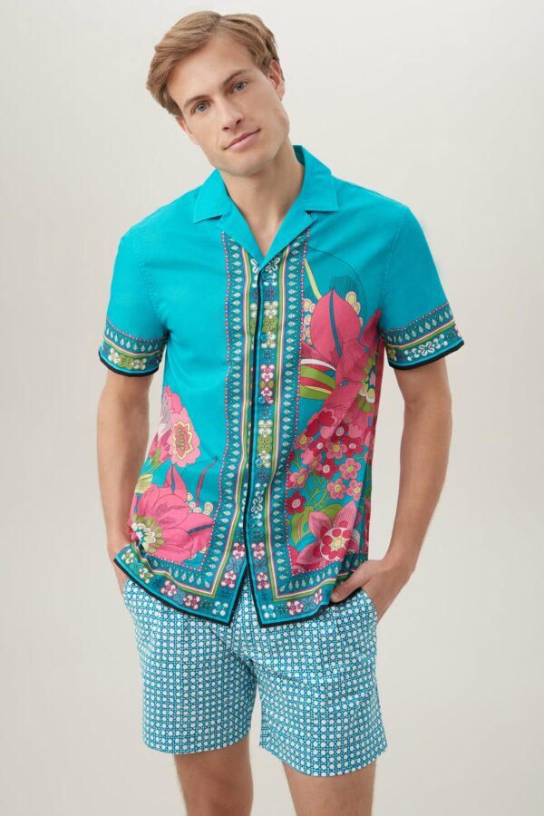 Mr Turk Josue Short Sleeve Shirt / Tranquil Turquoise