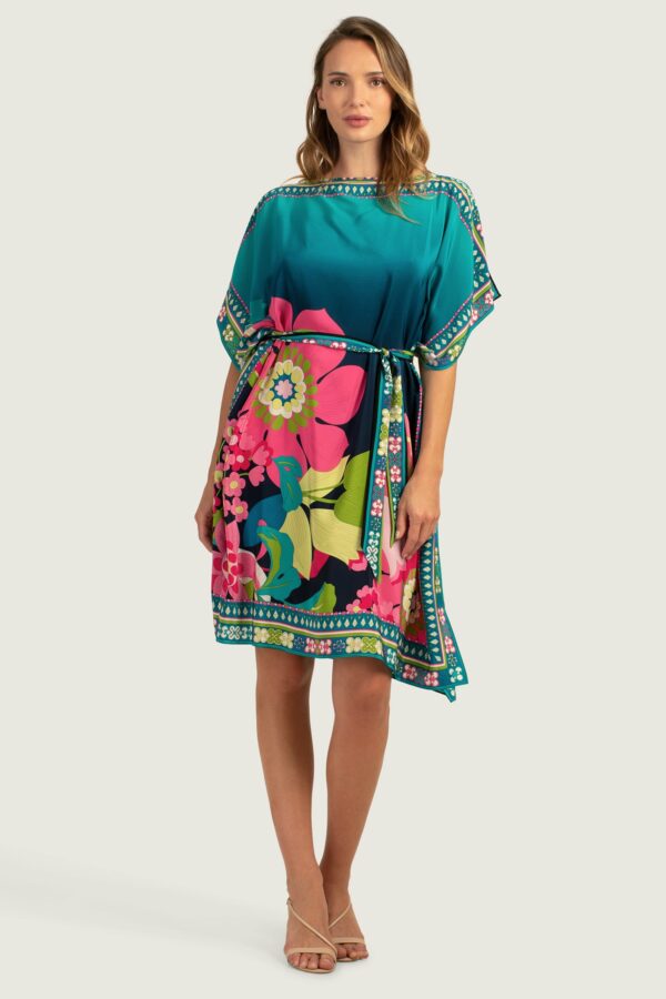 Trina Turk Sunlight Floral Belted Theodora Caftan Dress / Multi