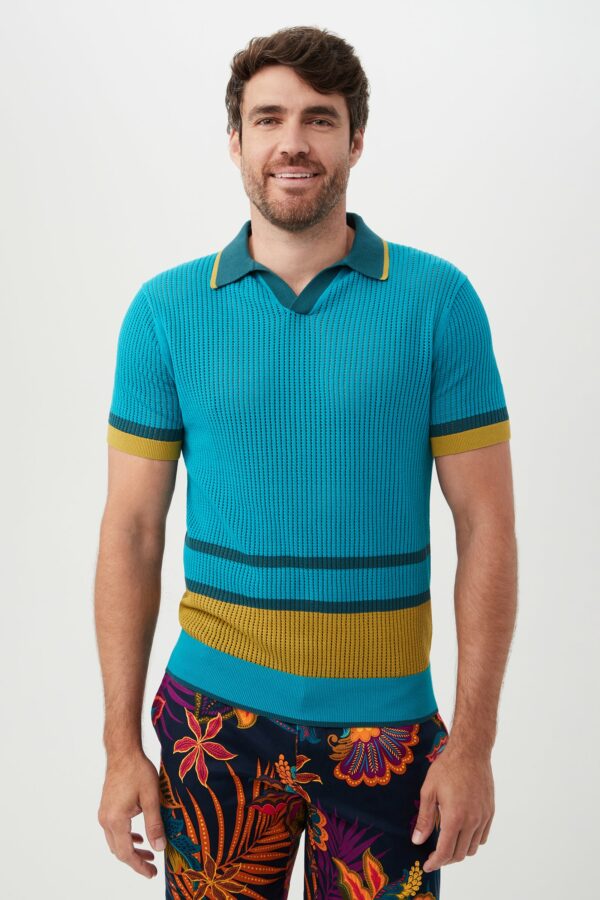 Mr Turk Gramercy Short Sleeve Polo / Bahia Blue