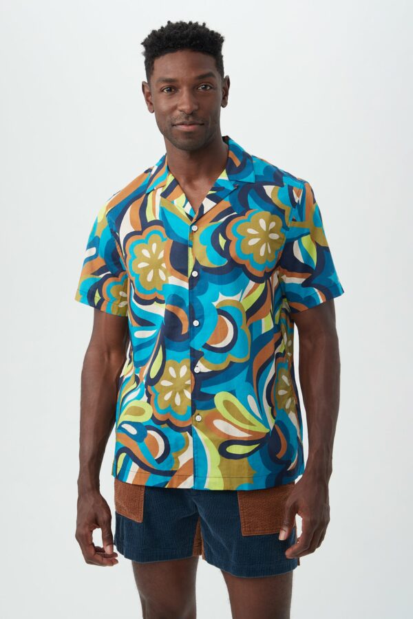 Mr Turk Felix Short Sleeve Shirt / Tribeca Teal Multi