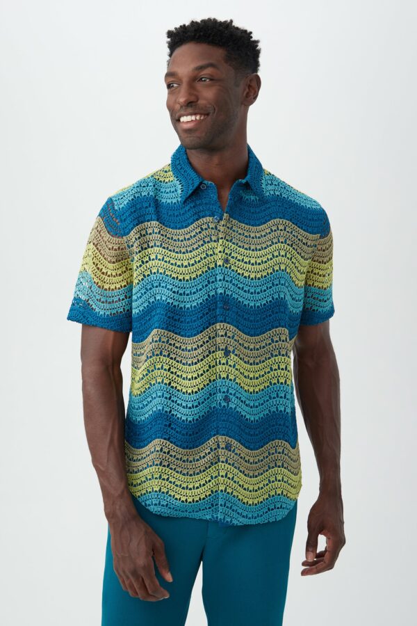 Mr Turk Long Beach Shirt / Bethesda Blue Multi