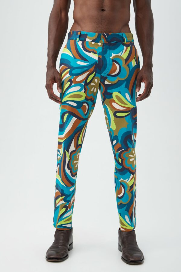 Mr Turk Clyde Slim Trouser / Tribeca Teal Multi