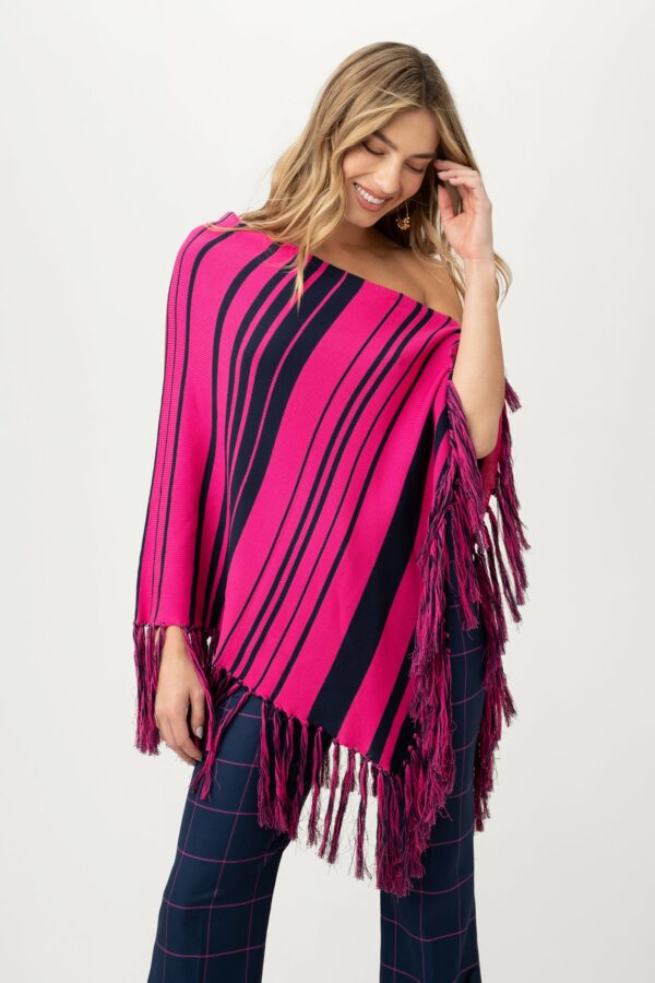 Trina Turk Mirador Poncho / Ink/Trina Pink