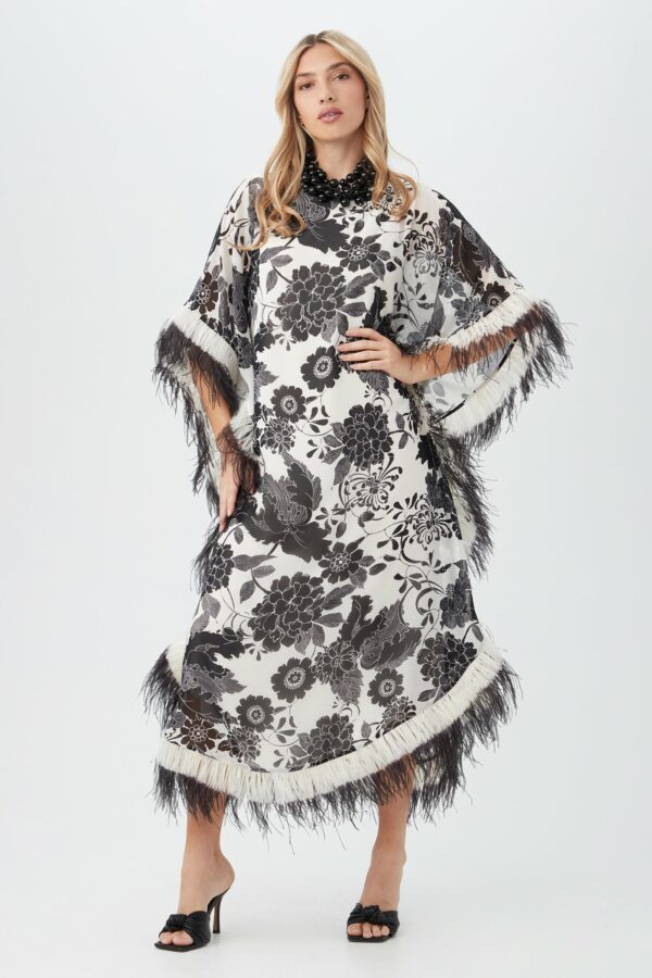 Trina Turk Neena Caftan Dress / Black/White