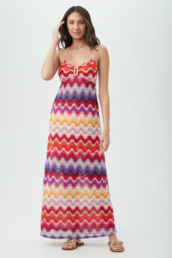 Trina Turk Swim Women's Portofino Rainbow Wave Crochet Swim Cover-Up Maxi Dress / Multi