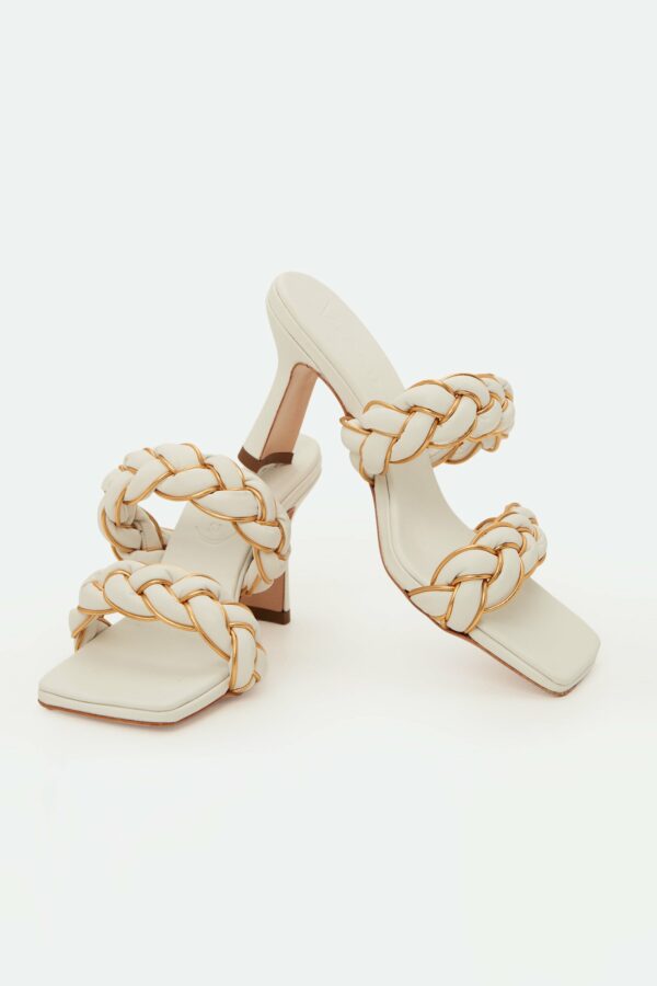 Vicenza Calcados Sunkissed Braided Mule / Whitewash/Gold