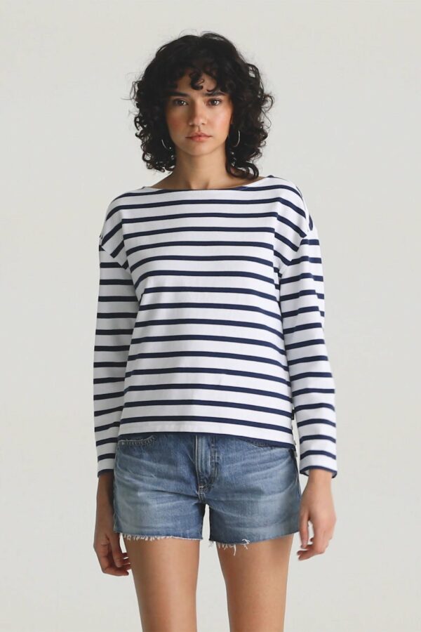 Adriano Goldschmied Women's Striped Annie Top / Navy Multi