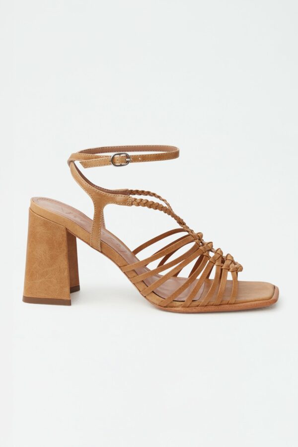 Vicenza Calcados Gia Twist Strappy Heel / Camel