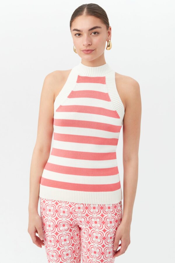 Trina Turk Mariquita Sleeveless Sweater / Positano Pink/Whitewash