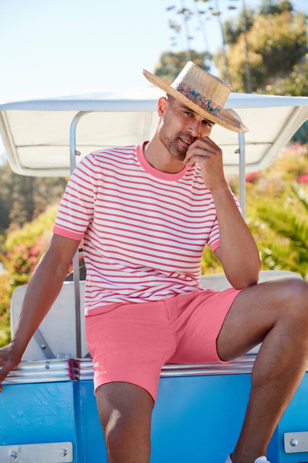 Mr Turk Giovanni Stripe Pullover / Positano Pink/Whitewash