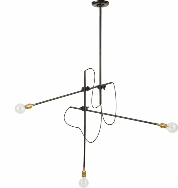 Workstead | 3 Arm Industrial Chandelier - Hewn Brass