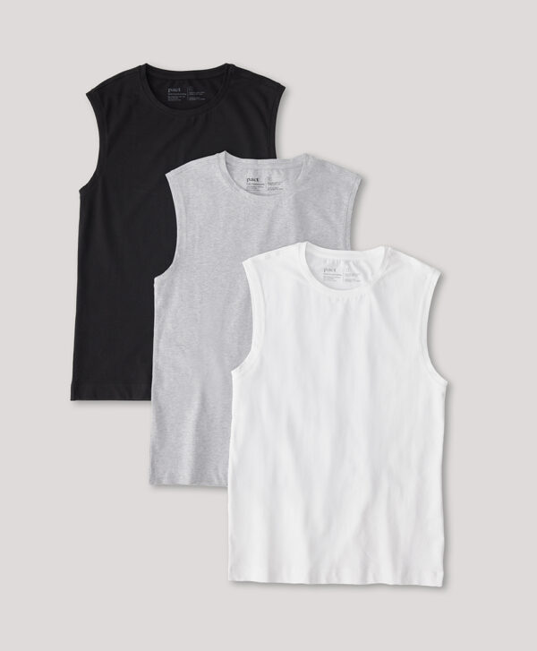 PACT Apparel | Men's Heather Basics Coolretch Tank Undershirt 3-Pa