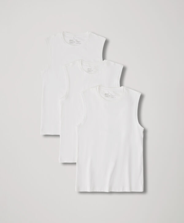 PACT Apparel | Men's White Coolretch Tank Undershirt 3-Pa