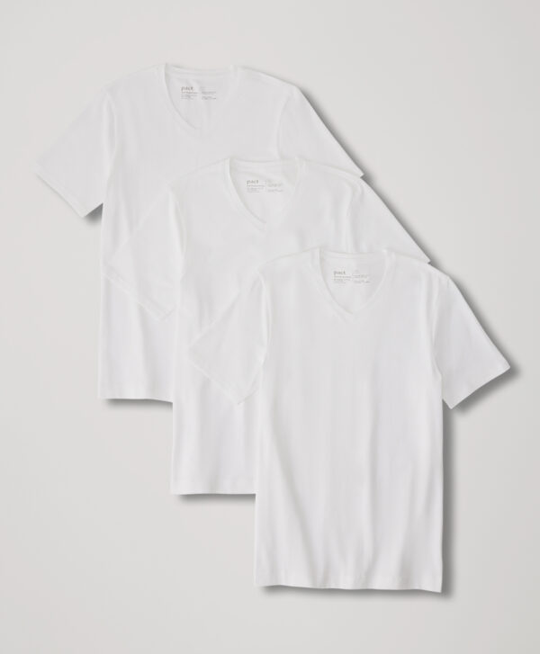 PACT Apparel | Men's White Coolretch V-Ne Undershirt 3-Pa