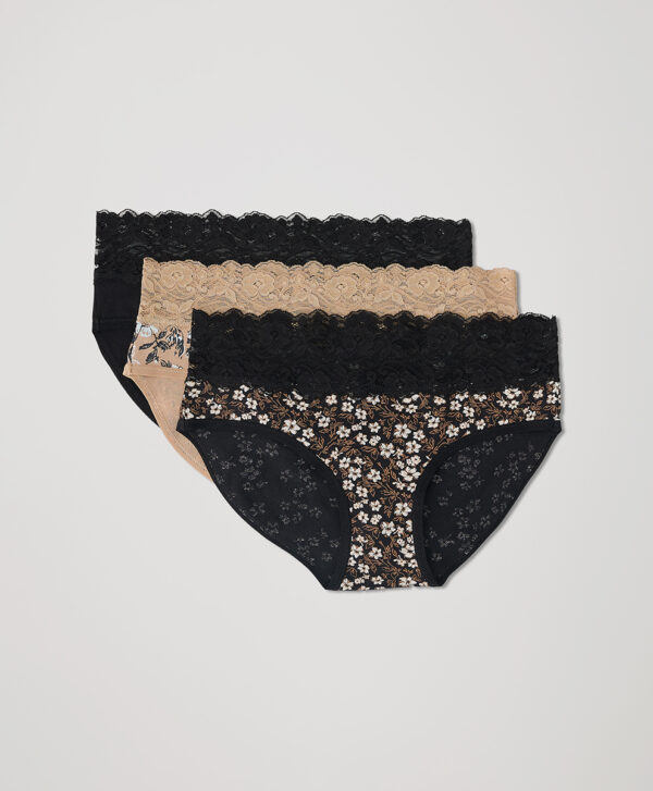 PACT Apparel | Women's Sketchy Rose Lace Waist Brief 3-Pa