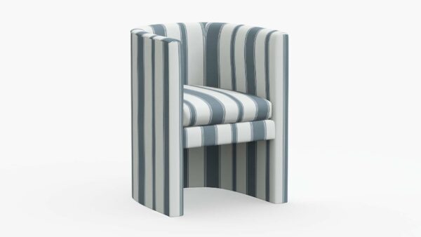 The Inside | Barrel Back Dining Chair | French Blue Clarence Stripe