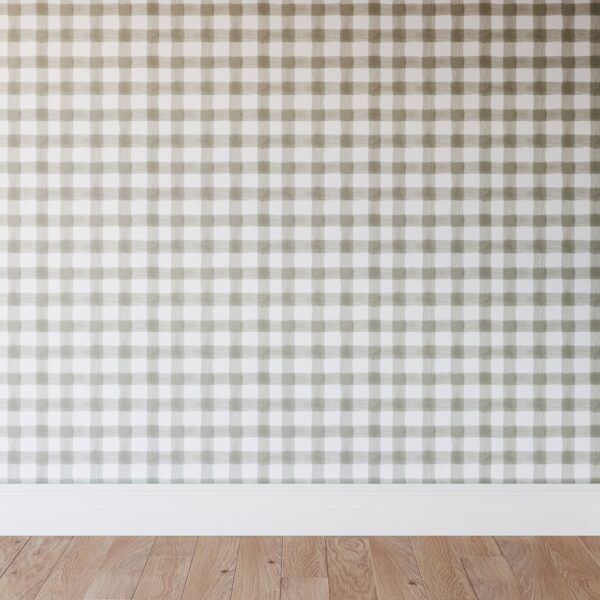 The Inside | Peel + Stick Wallpaper Roll | Greige Painted Check