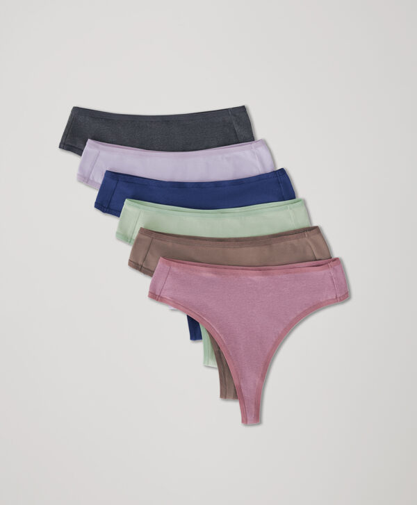 PACT Apparel | Women's Vibrant Hues Everyday High Rise Thong 6-Pa