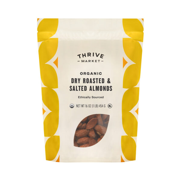 Thrive Market Organic Dry Roasted & Salted Almonds 16 oz pouch