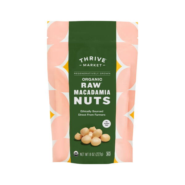 Thrive Market Regeneratively Grown Organic Raw Macadamia Nuts 8 oz pouch