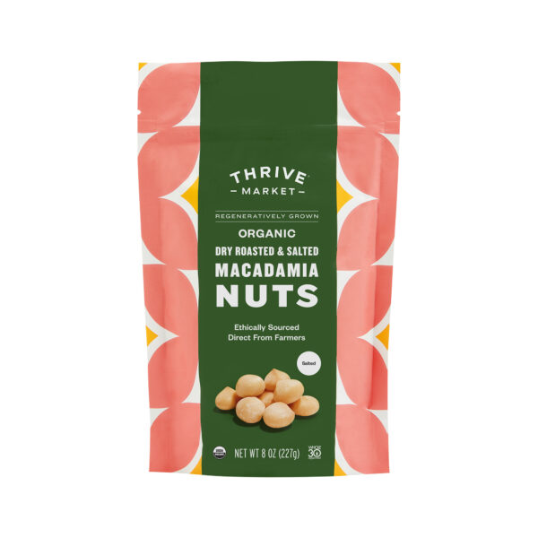 Thrive Market Regeneratively Grown Organic Dry Roasted & Salted Macadamia Nuts 8 oz pouch