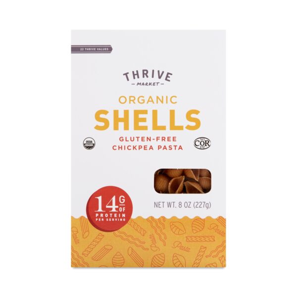 2-Pack Thrive Market Organic Chickpea Pasta, Shells 8 oz box