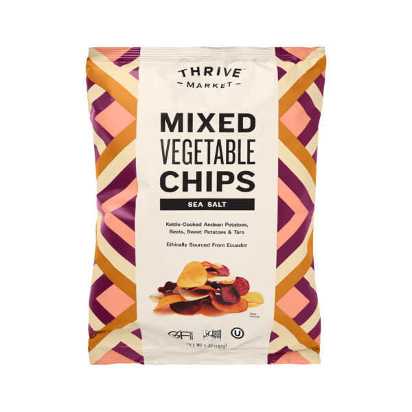 2-Pack Thrive Market Mixed Vegetable Chips, Sea Salt 5 oz bag