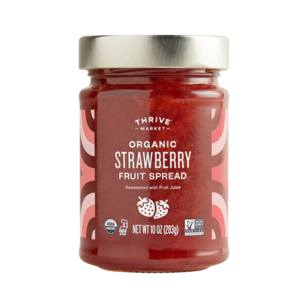 Thrive Market Organic Strawberry Fruit Spread 10 oz glass jar