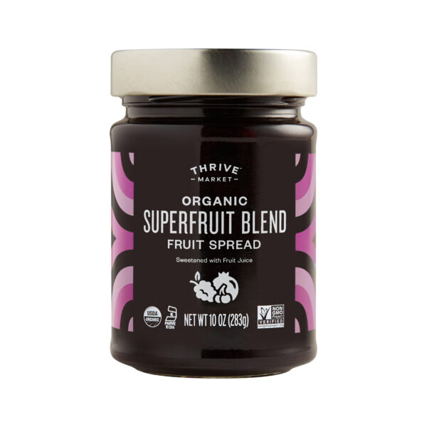 Thrive Market Organic Superfruit Blend Fruit Spread 10 oz glass jar