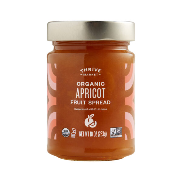 Thrive Market Organic Apricot Fruit Spread 10 oz glass jar