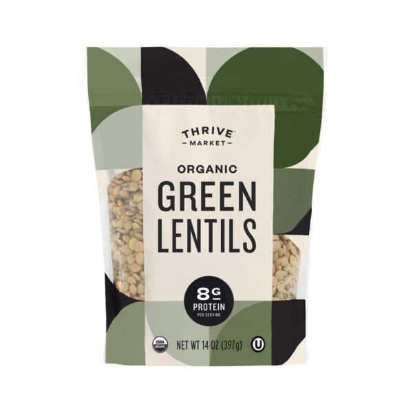 Thrive Market Organic Green Lentils 14 oz pouch