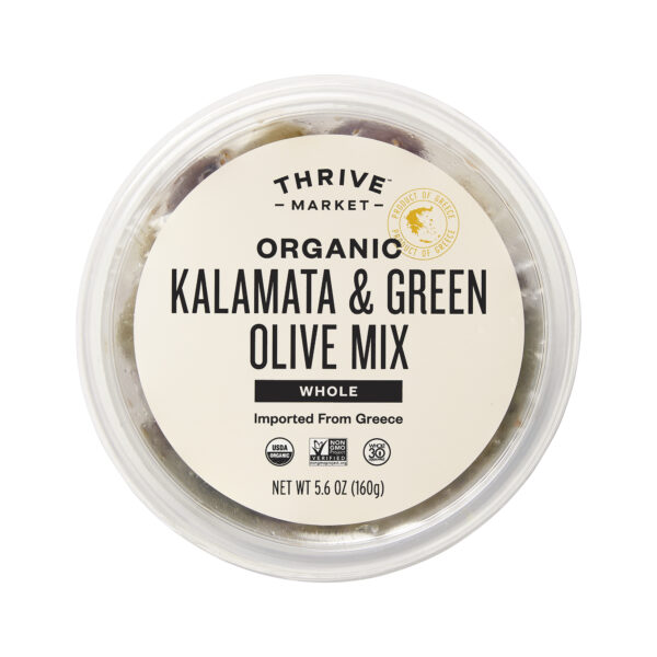 Thrive Market Organic Kalamata & Green Olive Mix 5.6 oz deli cup